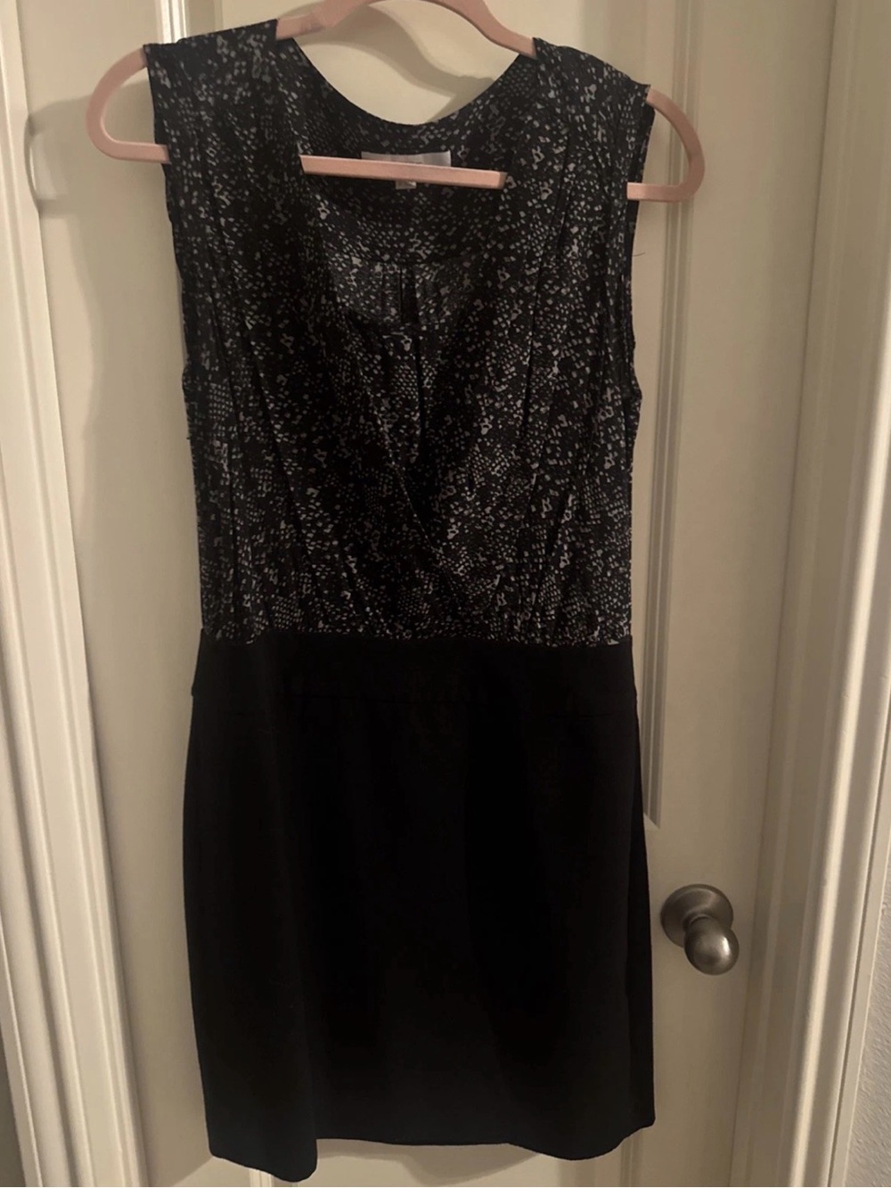 LOFT Black & White Faux Wrap Mini Dress